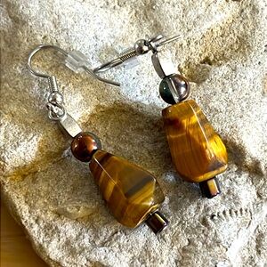Tiger Eye Faceted Earrings.